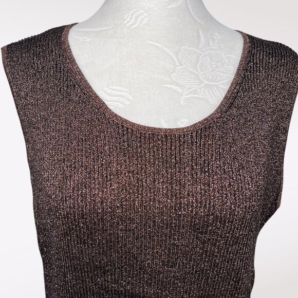 Chico’s Silk Blend Sweater Vest Metallic Knit L XL - Picture 2 of 8
